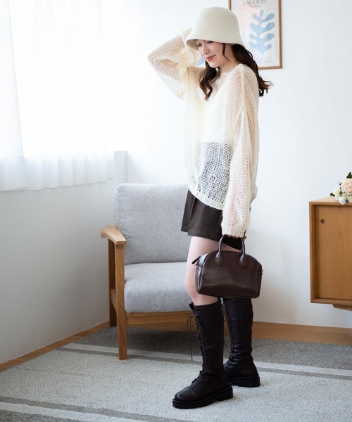 WEGO(ウィゴー)の「WEGO/モヘアライクニットプルオーバー(ニット/セーター・レディース・アイボリー/サックスブルー/ブラック/グリーン・FREE)」の5枚目の写真