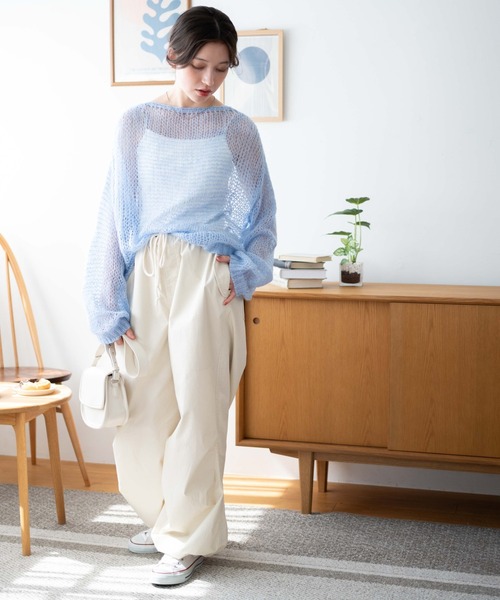 WEGO(ウィゴー)の「WEGO/モヘアライクニットプルオーバー(ニット/セーター・レディース・アイボリー/サックスブルー/ブラック/グリーン・FREE)」の17枚目の写真