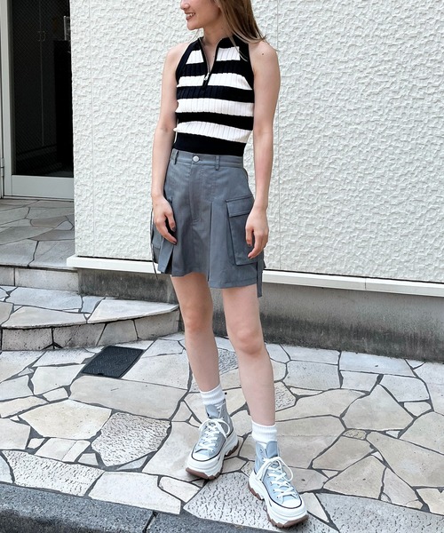 SPIRALGIRL(スパイラルガール)の「ハーフZIPアメスリニットトップス(ニット/セーター・レディース・ベージュ系/ブラック系/ブラック・FREE)」の7枚目の写真