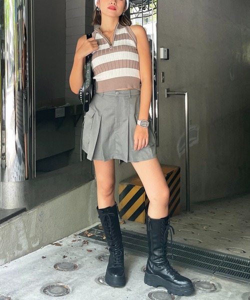 SPIRALGIRL(スパイラルガール)の「ハーフZIPアメスリニットトップス(ニット/セーター・レディース・ベージュ系/ブラック系/ブラック・FREE)」の14枚目の写真