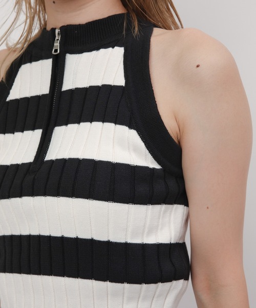 SPIRALGIRL(スパイラルガール)の「ハーフZIPアメスリニットトップス(ニット/セーター・レディース・ベージュ系/ブラック系/ブラック・FREE)」の21枚目の写真