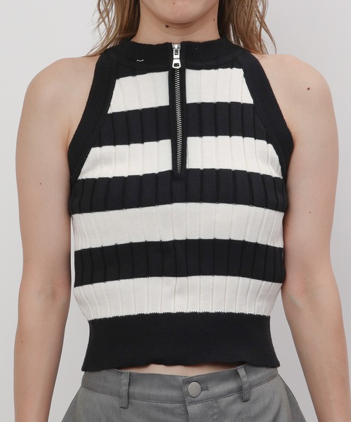 SPIRALGIRL(スパイラルガール)の「ハーフZIPアメスリニットトップス(ニット/セーター・レディース・ベージュ系/ブラック系/ブラック・FREE)」の17枚目の写真