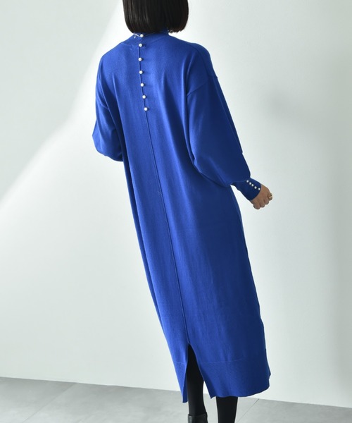 セール】袖口BACKパールデザインニットワンピース（ワンピース