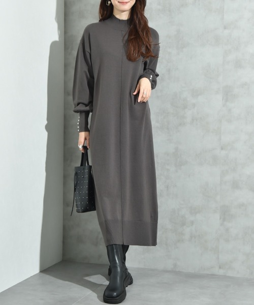 INTERPLANET(インタープラネット)の「袖口BACKパールデザインニットワンピース(ワンピース・レディース・グレー/ブルー/ブラック/チャコールグレー/ネイビー・FREE/LARGE)」の12枚目の写真