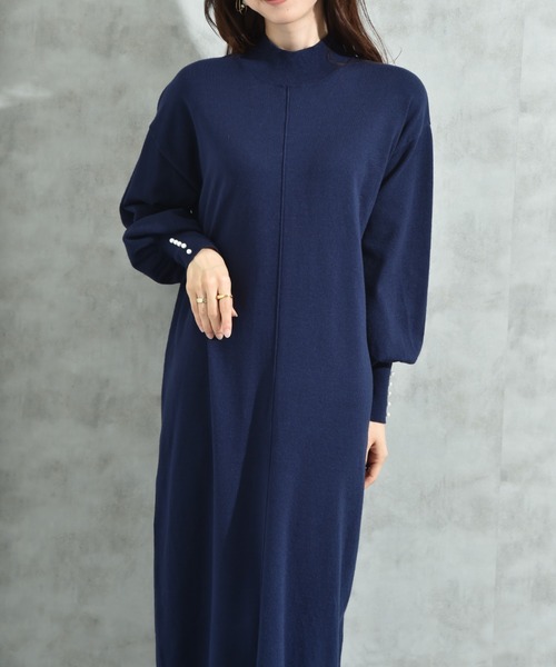 INTERPLANET(インタープラネット)の「袖口BACKパールデザインニットワンピース(ワンピース・レディース・グレー/ブルー/ブラック/チャコールグレー/ネイビー・FREE/LARGE)」の7枚目の写真