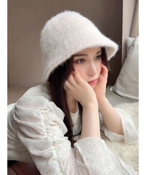 RESEXXY（リゼクシー）の「ショートファーベルハット（ハット・レディース・ブラック/ホワイト・FREE）」の4枚目の写真