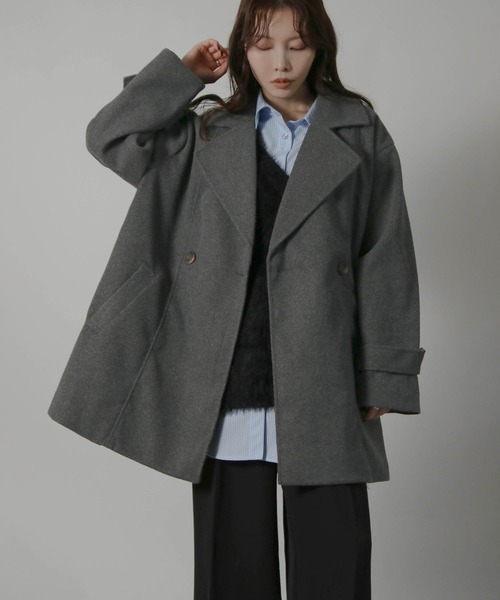 Social GIRL(ソーシャルガール)の「【ベルト付き】ダブルボタン ミドル丈 Aライン チェスターコート テーラードコート(チェスターコート・レディース・ブラック/グレイッシュベージュ/アイボリー/ホワイト系その他/ベージュ系その他/グレー系その他/ブラウン系その他・M/L)」の20枚目の写真