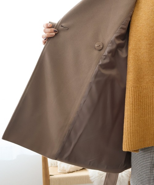 Social GIRL(ソーシャルガール)の「【ベルト付き】ダブルボタン ミドル丈 Aライン チェスターコート テーラードコート(チェスターコート・レディース・ブラック/グレイッシュベージュ/アイボリー/ホワイト系その他/ベージュ系その他/グレー系その他/ブラウン系その他・M/L)」の15枚目の写真