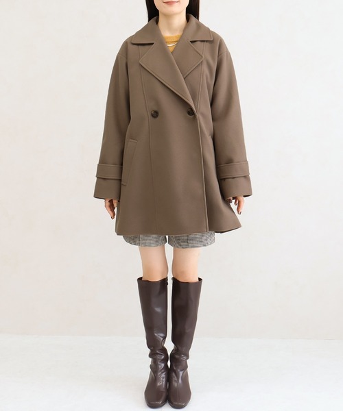 Social GIRL(ソーシャルガール)の「【ベルト付き】ダブルボタン ミドル丈 Aライン チェスターコート テーラードコート(チェスターコート・レディース・ブラック/グレイッシュベージュ/アイボリー/ホワイト系その他/ベージュ系その他/グレー系その他/ブラウン系その他・M/L)」の17枚目の写真