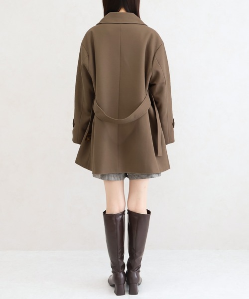 Social GIRL(ソーシャルガール)の「【ベルト付き】ダブルボタン ミドル丈 Aライン チェスターコート テーラードコート(チェスターコート・レディース・ブラック/グレイッシュベージュ/アイボリー/ホワイト系その他/ベージュ系その他/グレー系その他/ブラウン系その他・M/L)」の18枚目の写真