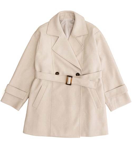 Social GIRL(ソーシャルガール)の「【ベルト付き】ダブルボタン ミドル丈 Aライン チェスターコート テーラードコート(チェスターコート・レディース・ブラック/グレイッシュベージュ/アイボリー/ホワイト系その他/ベージュ系その他/グレー系その他/ブラウン系その他・M/L)」の11枚目の写真