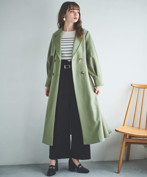 31 Sons de mode（トランテアン　ソン　ドゥ　モード）の「ライトジャージーメルトントレンチコート（トレンチコート・レディース・グリーン/ライトグレー/ブラウン・36/38）」の9枚目の写真