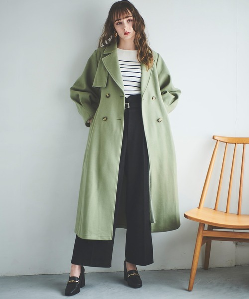 31 Sons de mode（トランテアン　ソン　ドゥ　モード）の「ライトジャージーメルトントレンチコート（トレンチコート・レディース・グリーン/ライトグレー/ブラウン・36/38）」の10枚目の写真