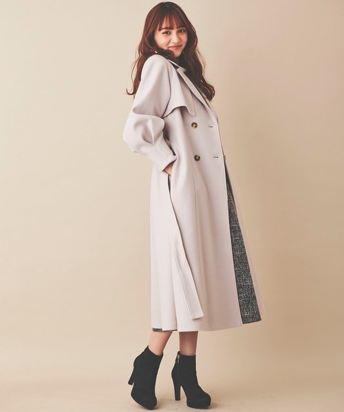 31 Sons de mode（トランテアン　ソン　ドゥ　モード）の「ライトジャージーメルトントレンチコート（トレンチコート・レディース・グリーン/ライトグレー/ブラウン・36/38）」の19枚目の写真