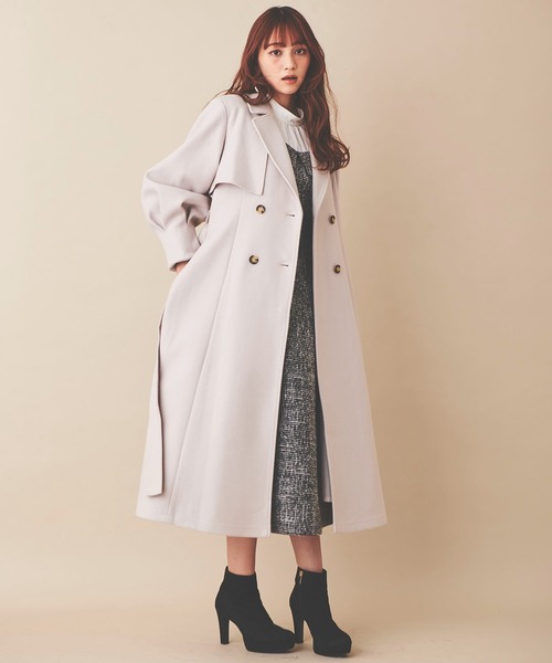 31 Sons de mode（トランテアン　ソン　ドゥ　モード）の「ライトジャージーメルトントレンチコート（トレンチコート・レディース・グリーン/ライトグレー/ブラウン・36/38）」の20枚目の写真