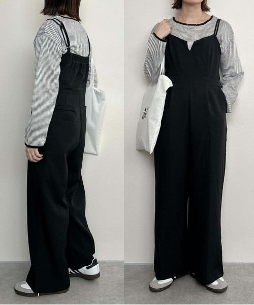 AMELY（エミリー）の「ダブルストラップサロペット（サロペット/オーバーオール・レディース・ベージュ/ブラック/ダークブラウン/ネイビー・M/L）」の21枚目の写真