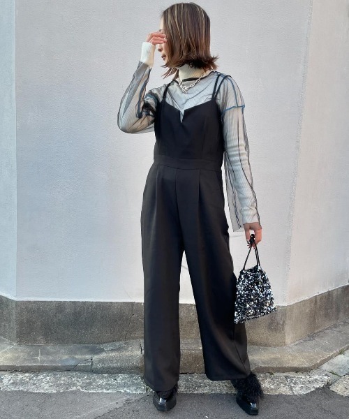 AMELY（エミリー）の「ダブルストラップサロペット（サロペット/オーバーオール・レディース・ベージュ/ブラック/ダークブラウン/ネイビー・M/L）」の16枚目の写真