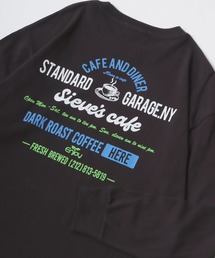 MRU | 2024AW 古着風 ヴィンテージカフェ 袖 バックプリント オーバーサイズ ロンT 長袖Tシャツ トップス レディース メンズ(Tシャツ/カットソー)