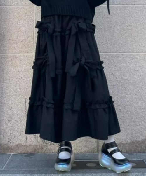Candy Stripper(キャンディストリッパー)の「ROMANESQUE RIBBON スカート(スカート・レディース・ブラック/ホワイト×レッド/マスタード・2)」の13枚目の写真
