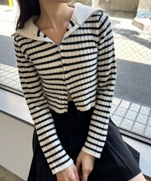 OLIVE des OLIVE | ふわふわダブルジップリブニット　1032050280(ニット/セーター)