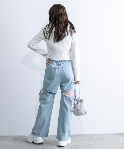 OLIVE des OLIVE(オリーブデオリーブ)の「ふわふわダブルジップリブニット 1032050280(ニット/セーター・レディース・ブラック/サックスブルー/ブラック系その他/イエロー/トップグレー/オフホワイト・FREE)」の16枚目の写真