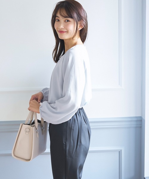 coca(coca)(コカ)の「インナー付きパールブラウス(シャツ/ブラウス・レディース・ライトグレー/ホワイト・L/M)」の5枚目の写真