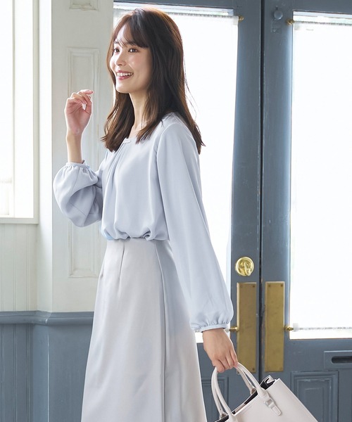 coca(coca)(コカ)の「インナー付きパールブラウス(シャツ/ブラウス・レディース・ライトグレー/ホワイト・L/M)」の8枚目の写真