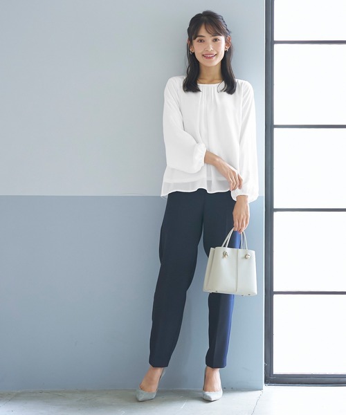 coca(coca)(コカ)の「インナー付きパールブラウス(シャツ/ブラウス・レディース・ライトグレー/ホワイト・L/M)」の9枚目の写真