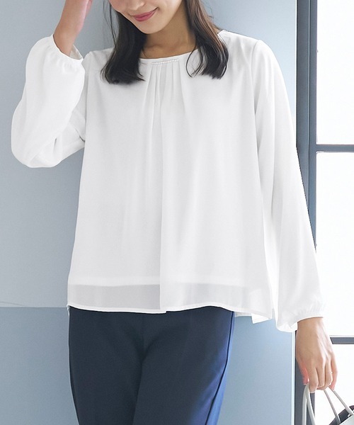 coca(coca)(コカ)の「インナー付きパールブラウス(シャツ/ブラウス・レディース・ライトグレー/ホワイト・L/M)」の10枚目の写真
