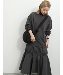 Samansa Mos2 blue | 裏毛ドッキングワンピース(ワンピース)