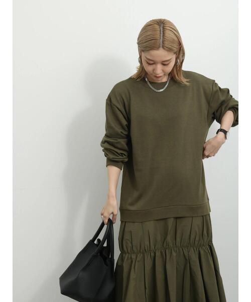 Samansa Mos2 blue（サマンサモスモスブルー）の「裏毛ドッキングワンピース（ワンピース・レディース・カーキ/ブラック/チャコールグレー・F）」の4枚目の写真