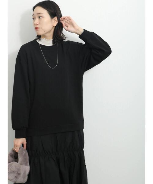 Samansa Mos2 blue（サマンサモスモスブルー）の「裏毛ドッキングワンピース（ワンピース・レディース・カーキ/ブラック/チャコールグレー・F）」の12枚目の写真