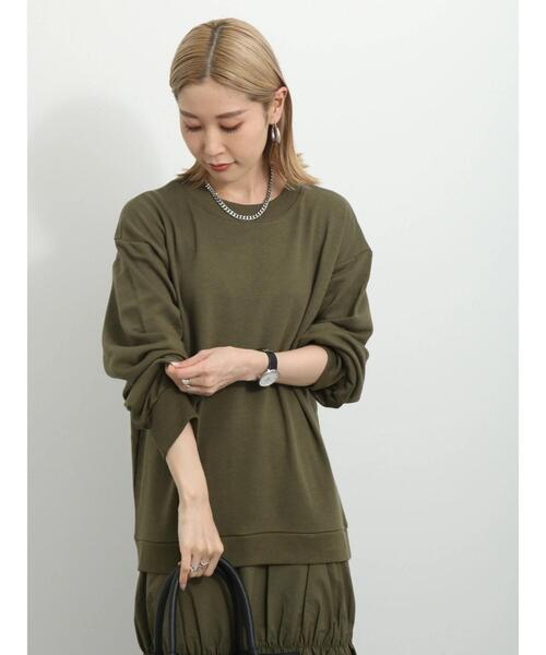 Samansa Mos2 blue（サマンサモスモスブルー）の「裏毛ドッキングワンピース（ワンピース・レディース・カーキ/ブラック/チャコールグレー・F）」の17枚目の写真