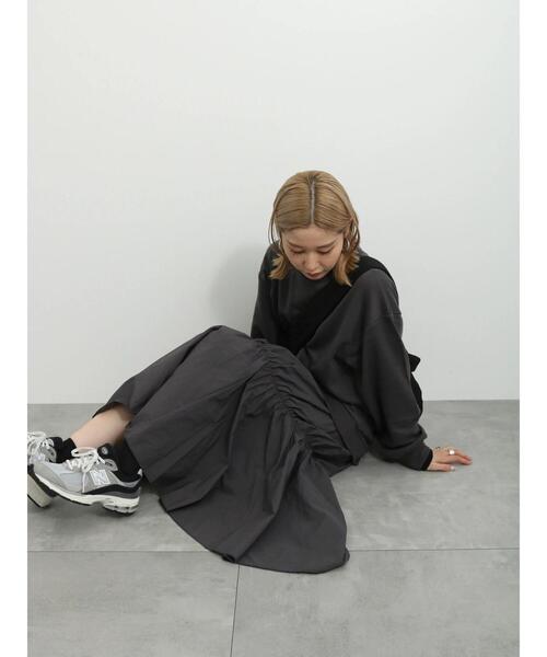 Samansa Mos2 blue（サマンサモスモスブルー）の「裏毛ドッキングワンピース（ワンピース・レディース・カーキ/ブラック/チャコールグレー・F）」の18枚目の写真