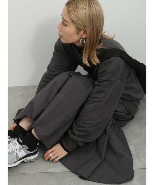 Samansa Mos2 blue（サマンサモスモスブルー）の「裏毛ドッキングワンピース（ワンピース・レディース・カーキ/ブラック/チャコールグレー・F）」の19枚目の写真