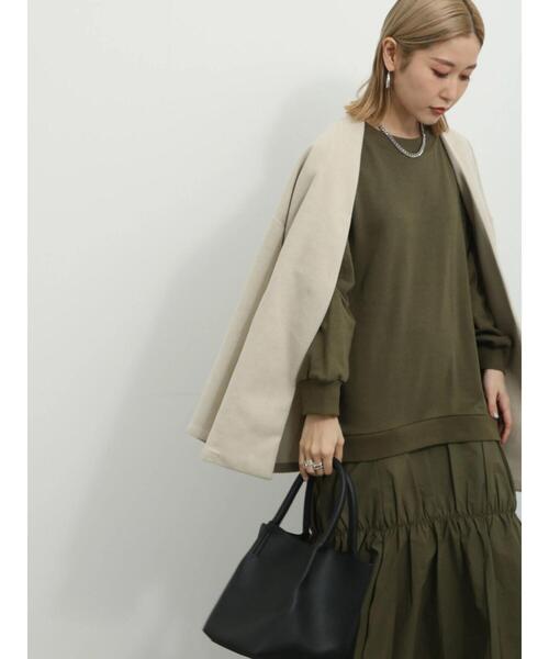 Samansa Mos2 blue（サマンサモスモスブルー）の「裏毛ドッキングワンピース（ワンピース・レディース・カーキ/ブラック/チャコールグレー・F）」の21枚目の写真