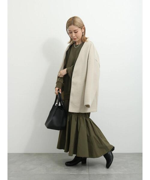 Samansa Mos2 blue（サマンサモスモスブルー）の「裏毛ドッキングワンピース（ワンピース・レディース・カーキ/ブラック/チャコールグレー・F）」の22枚目の写真