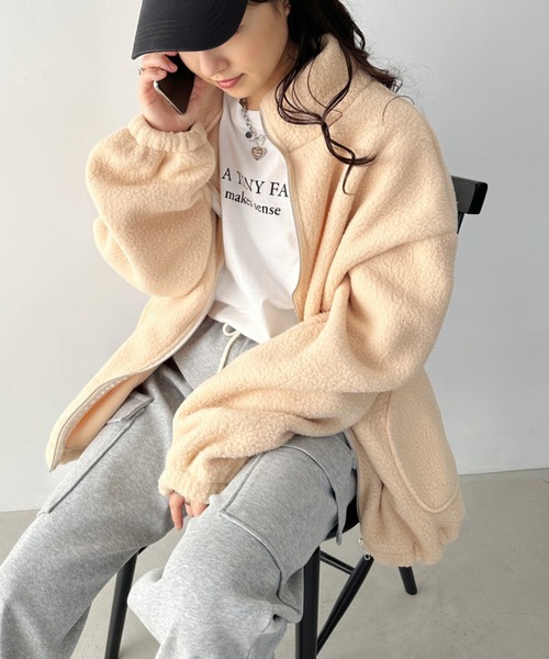 CLEA(クレア)の「ボアフリースハイネックジップアップブルゾン(ブルゾン・レディース・アイボリー/ブラウン・FREE)」の17枚目の写真