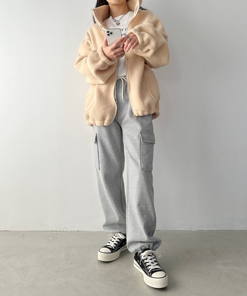 CLEA(クレア)の「ボアフリースハイネックジップアップブルゾン(ブルゾン・レディース・アイボリー/ブラウン・FREE)」の20枚目の写真