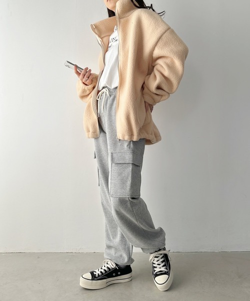 CLEA(クレア)の「ボアフリースハイネックジップアップブルゾン(ブルゾン・レディース・アイボリー/ブラウン・FREE)」の22枚目の写真