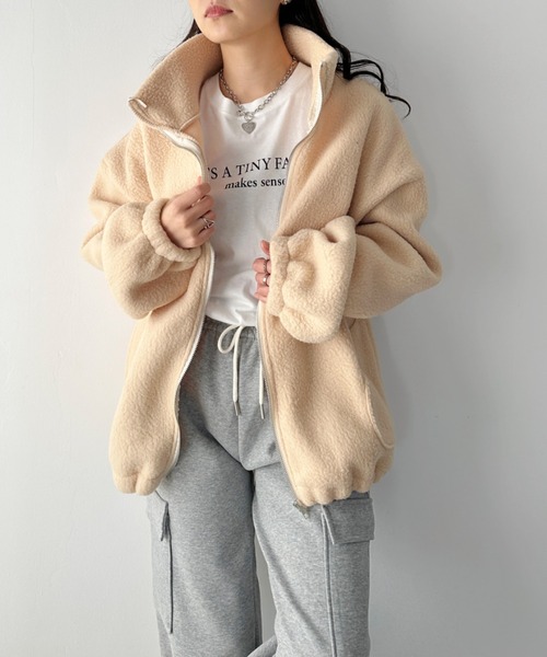 CLEA(クレア)の「ボアフリースハイネックジップアップブルゾン(ブルゾン・レディース・アイボリー/ブラウン・FREE)」の18枚目の写真