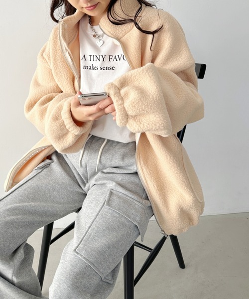 CLEA(クレア)の「ボアフリースハイネックジップアップブルゾン(ブルゾン・レディース・アイボリー/ブラウン・FREE)」の16枚目の写真