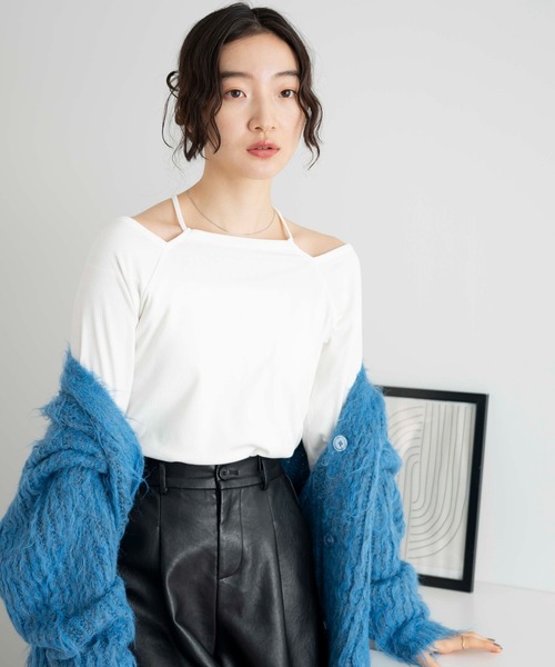 WEGO（ウィゴー）の「WEGO/ネックデザインロンT（Tシャツ/カットソー・レディース・オフホワイト/サックスブルー・FREE）」の9枚目の写真