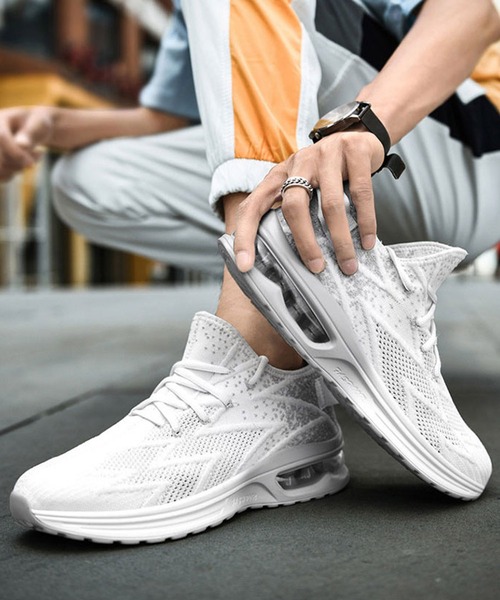 SVEC（シュベック）の「エアクッション レースアップ ローカット ランニングシューズ（スニーカー・メンズ・ホワイト/ブルー/ブラック・44/43/42/45/46/40/41/39）」の4枚目の写真