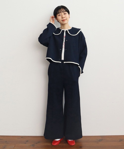 CHILD WOMAN(チャイルドウーマン)の「お花ダブルジャカード パンツ(その他パンツ・レディース・キナリ/ネイビー・FREE)」の9枚目の写真