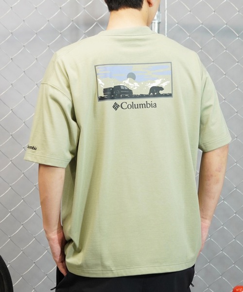 Columbia（コロンビア）の「【ムラサキスポーツ限定】columbia/コロンビア オーバーサイズTシャツ 半袖T UVケア バックプリント PM4502（Tシャツ/カットソー・メンズ・ベージュ系その他2/ホワイト×グレー/ブラック×ブルー/ブラック×グレー/ホワイト系その他/ベージュ系その他/カーキ系1/カーキ系・M/XL/L）」の7枚目の写真
