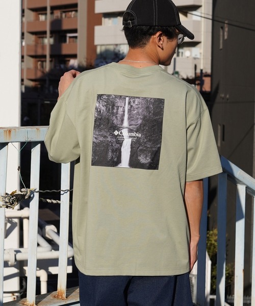 Columbia（コロンビア）の「【ムラサキスポーツ限定】columbia/コロンビア オーバーサイズTシャツ 半袖T UVケア バックプリント PM4502（Tシャツ/カットソー・メンズ・ベージュ系その他2/ホワイト×グレー/ブラック×ブルー/ブラック×グレー/ホワイト系その他/ベージュ系その他/カーキ系1/カーキ系・M/XL/L）」の8枚目の写真