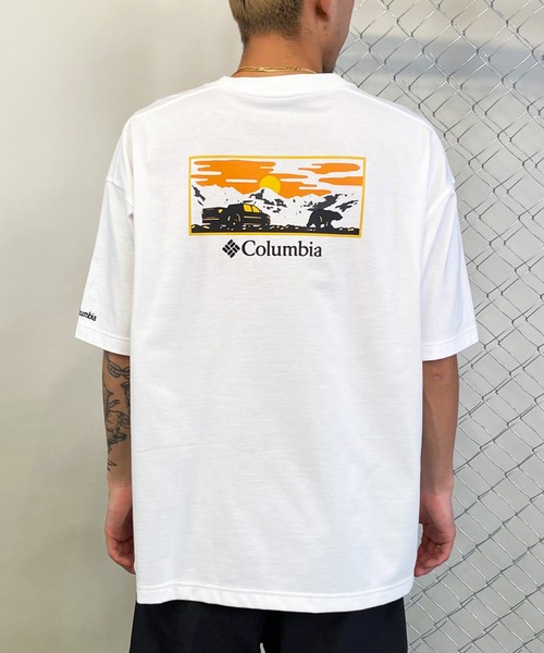 Columbia（コロンビア）の「【ムラサキスポーツ限定】columbia/コロンビア オーバーサイズTシャツ 半袖T UVケア バックプリント PM4502（Tシャツ/カットソー・メンズ・ベージュ系その他2/ホワイト×グレー/ブラック×ブルー/ブラック×グレー/ホワイト系その他/ベージュ系その他/カーキ系1/カーキ系・M/XL/L）」の4枚目の写真