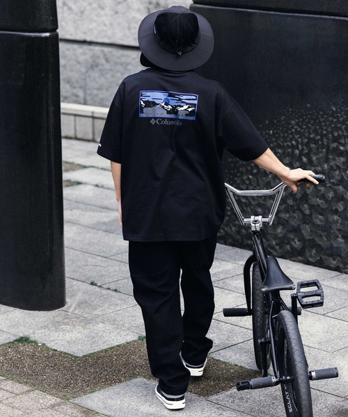 Columbia（コロンビア）の「【ムラサキスポーツ限定】columbia/コロンビア オーバーサイズTシャツ 半袖T UVケア バックプリント PM4502（Tシャツ/カットソー・メンズ・ベージュ系その他2/ホワイト×グレー/ブラック×ブルー/ブラック×グレー/ホワイト系その他/ベージュ系その他/カーキ系1/カーキ系・M/XL/L）」の9枚目の写真