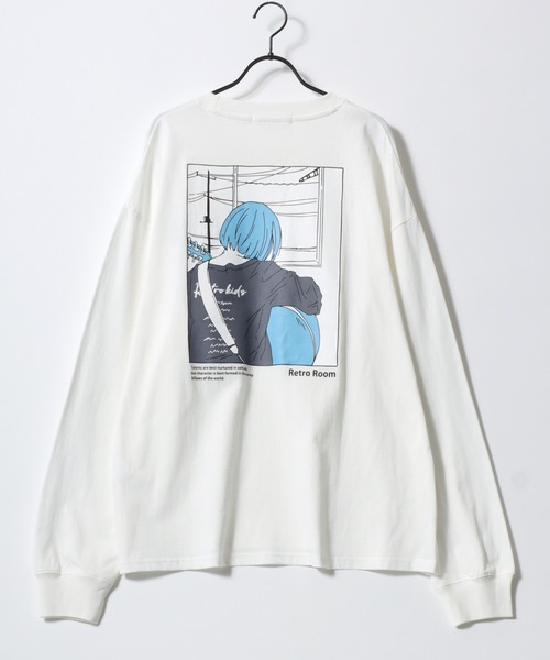SITRY(シトリー)の「SITRY Girl Illustration Back Print T-shirt/別注 オーバーサイズ ガール イラスト バックプリント ワンポイント刺繍 長袖Tシャツ ロンT レディース メンズ(Tシャツ/カットソー・メンズ・ホワイト/ブラック/ホワイト系その他2/ブラック系その他2/ホワイト系その他/ブラック系その他・M/L/XL)」の16枚目の写真